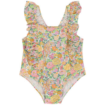 Younger Girls Yellow Floral Swimsuit