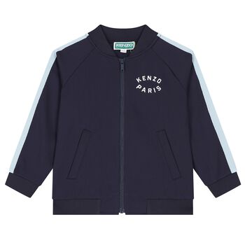 Navy Blue Tiger Logo Zip Up Top