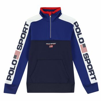 Older Boys Blue Logo Zip Up Top