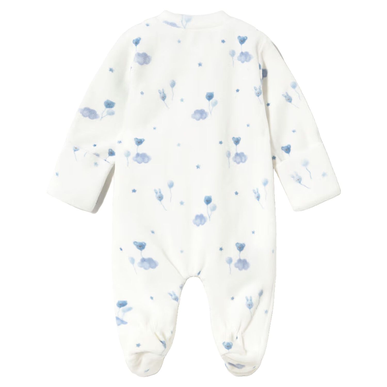 Baby Boys Ivory & Blue Balloon Babygrow, 2, hi-res