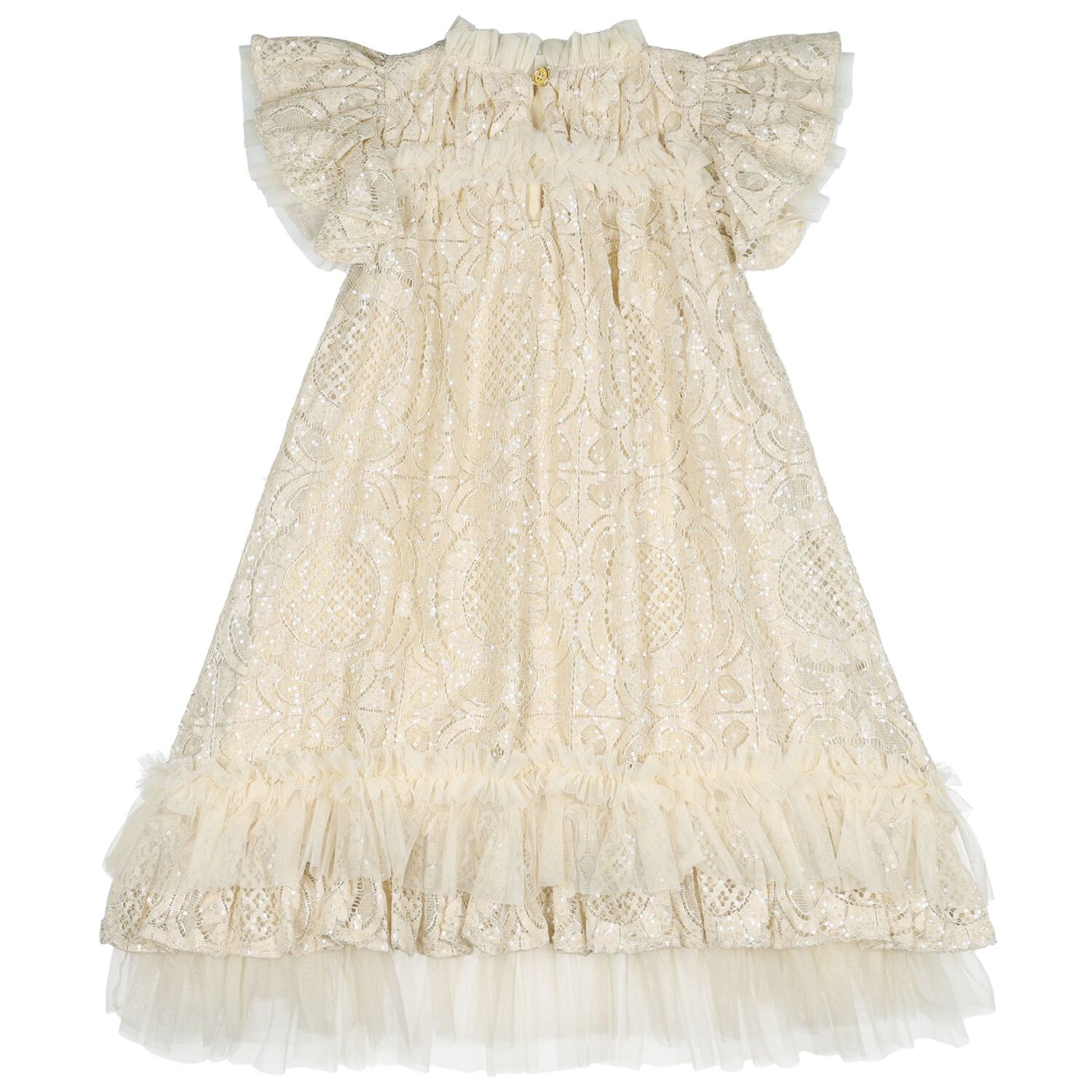 Girls Beige Lace Sequin Christina Dress, 1, hi-res