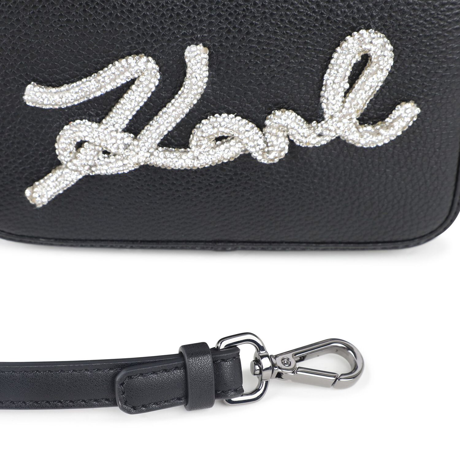 Girls Black Leather Logo Handbag, 1, hi-res