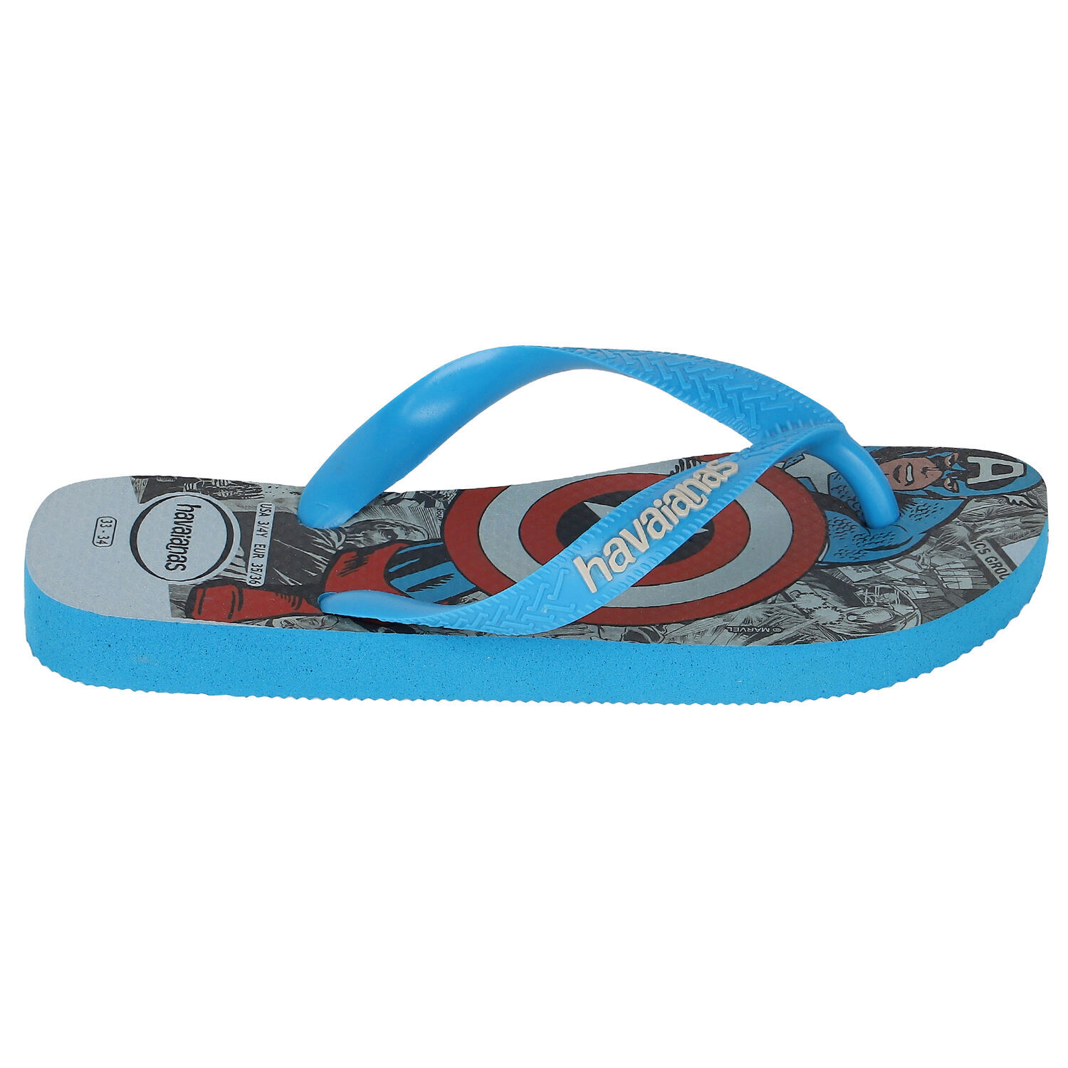 Boys Blue Captain America Flip Flops, 1, hi-res image number null