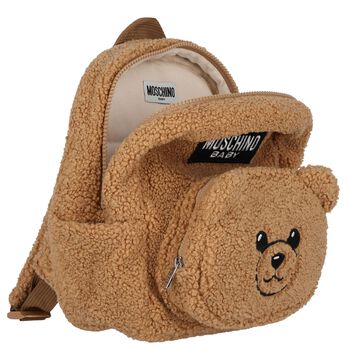 Beige Fleece Teddy Bear Backpack