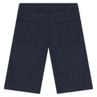 Youngers Boys White & Navy Blue Logo Shorts Set, 1, hi-res