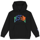 Boys Black Logo Hooded Top, 1, hi-res