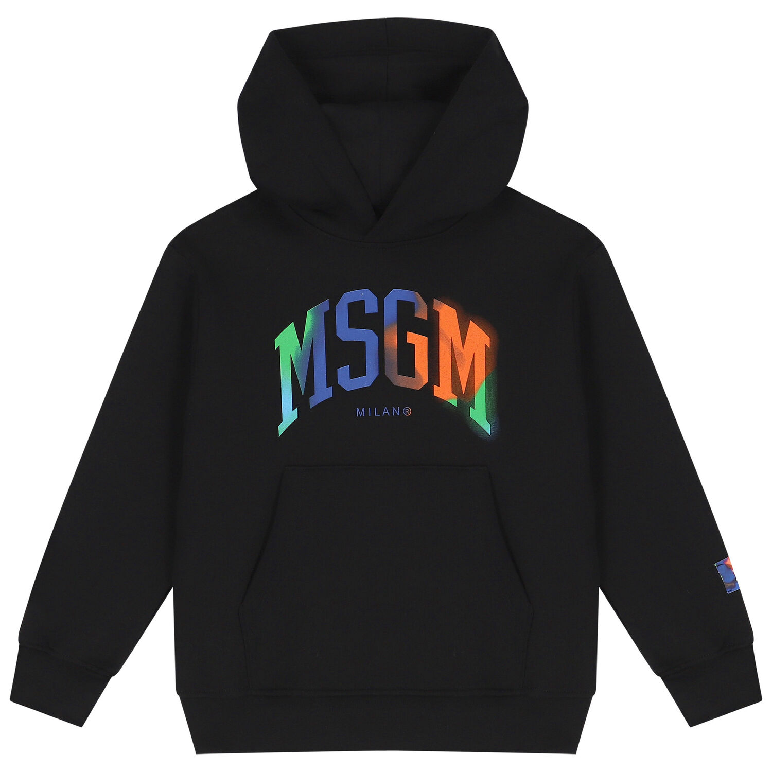 Boys Black Logo Hooded Top, 1, hi-res