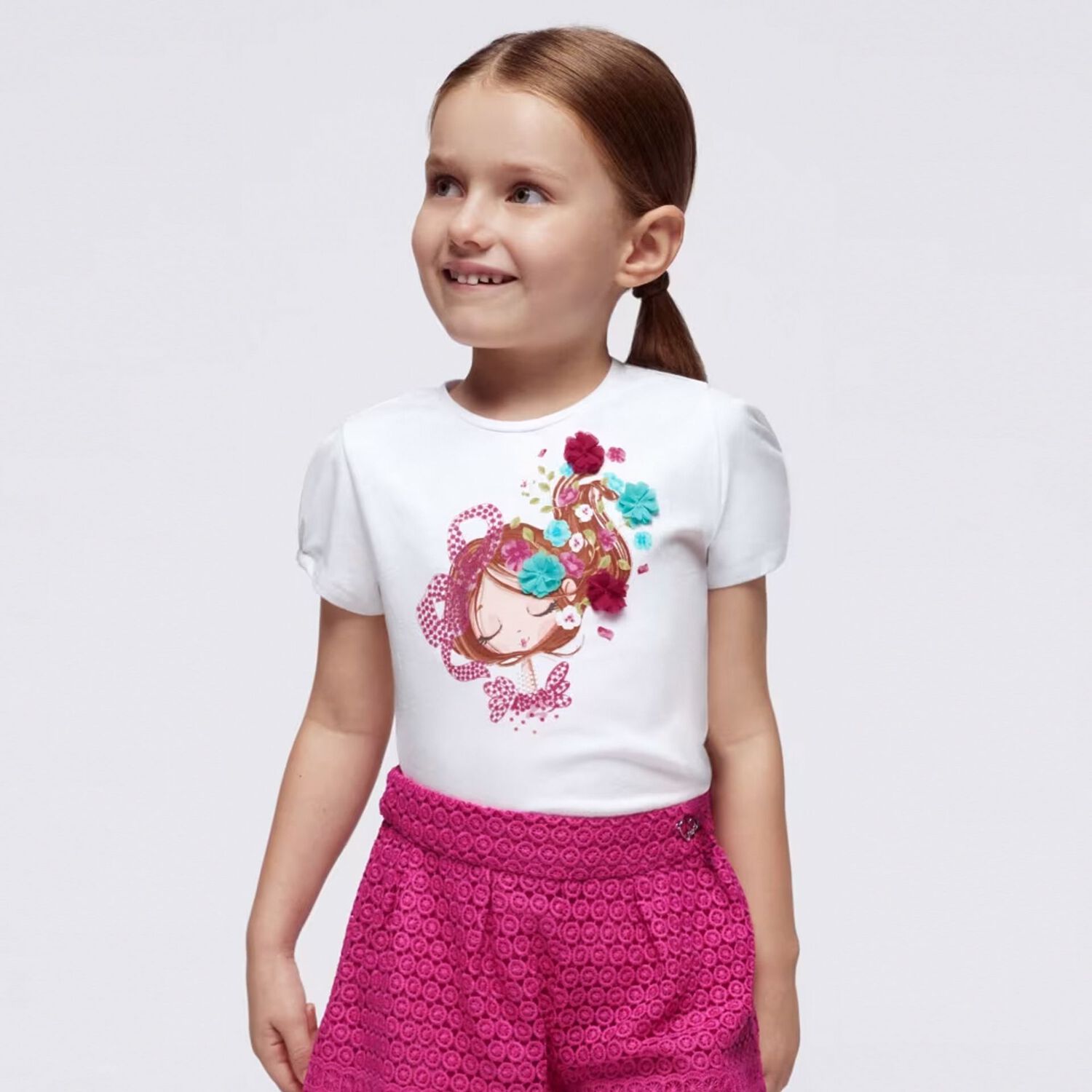 Girls White T-Shirt, 2, hi-res