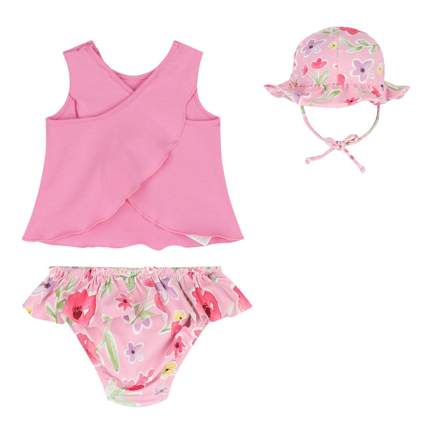 Baby Girls Pink Swim Set, 1, hi-res