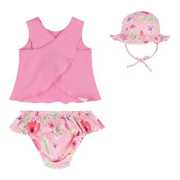 طقم سباحة باللون الوردي للبنات 