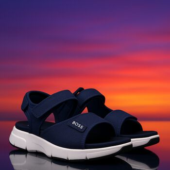 Boys Navy Blue Logo Sandals
