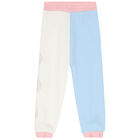 Girls Blue & Ivory Logo Joggers, 1, hi-res