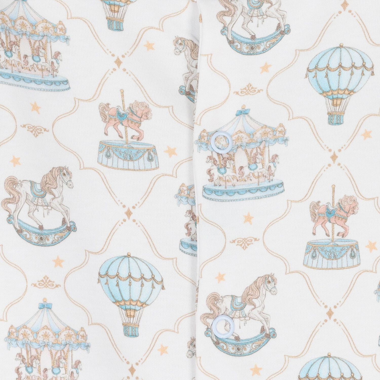 Baby Boys Blue & White Carousel & Hot Air Balloon Babygrow Set, 1, hi-res