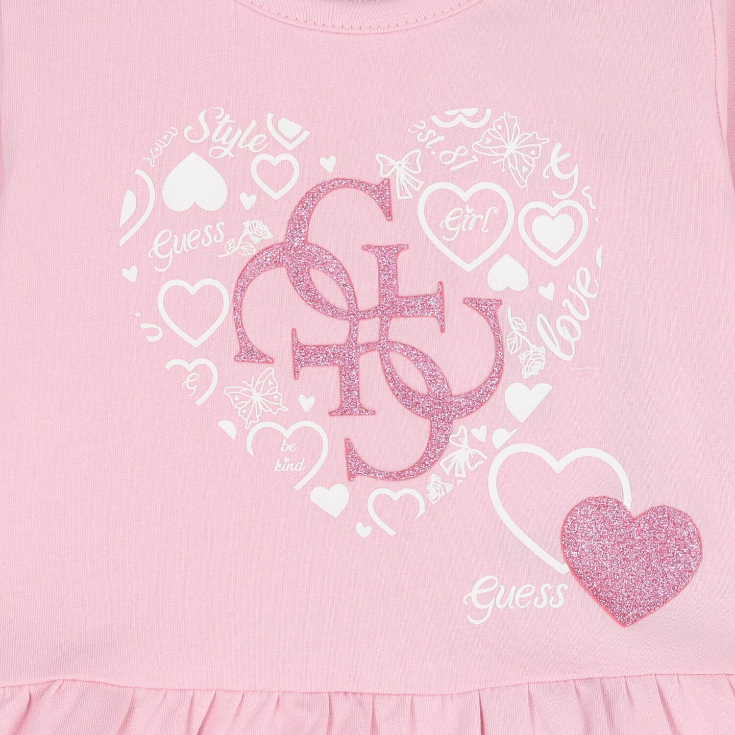 طقم بنطال ضيق بشعار وردي وأزرق للبنات الصغار, 1, hi-res