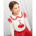 Girls White & Red Tulle Skirt Set, 1, hi-res