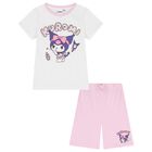 Girls White & Pink Kuromi Shorts Set, 1, hi-res
