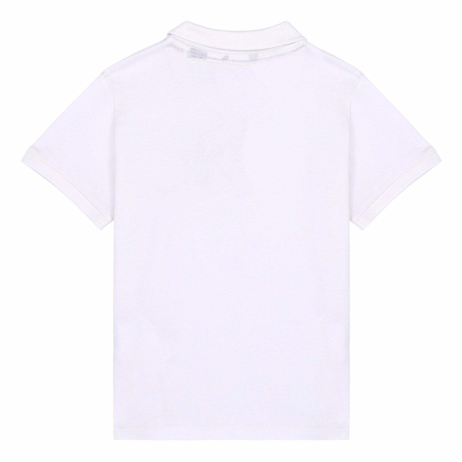 Boys White Logo Polo Shirt, 1, hi-res