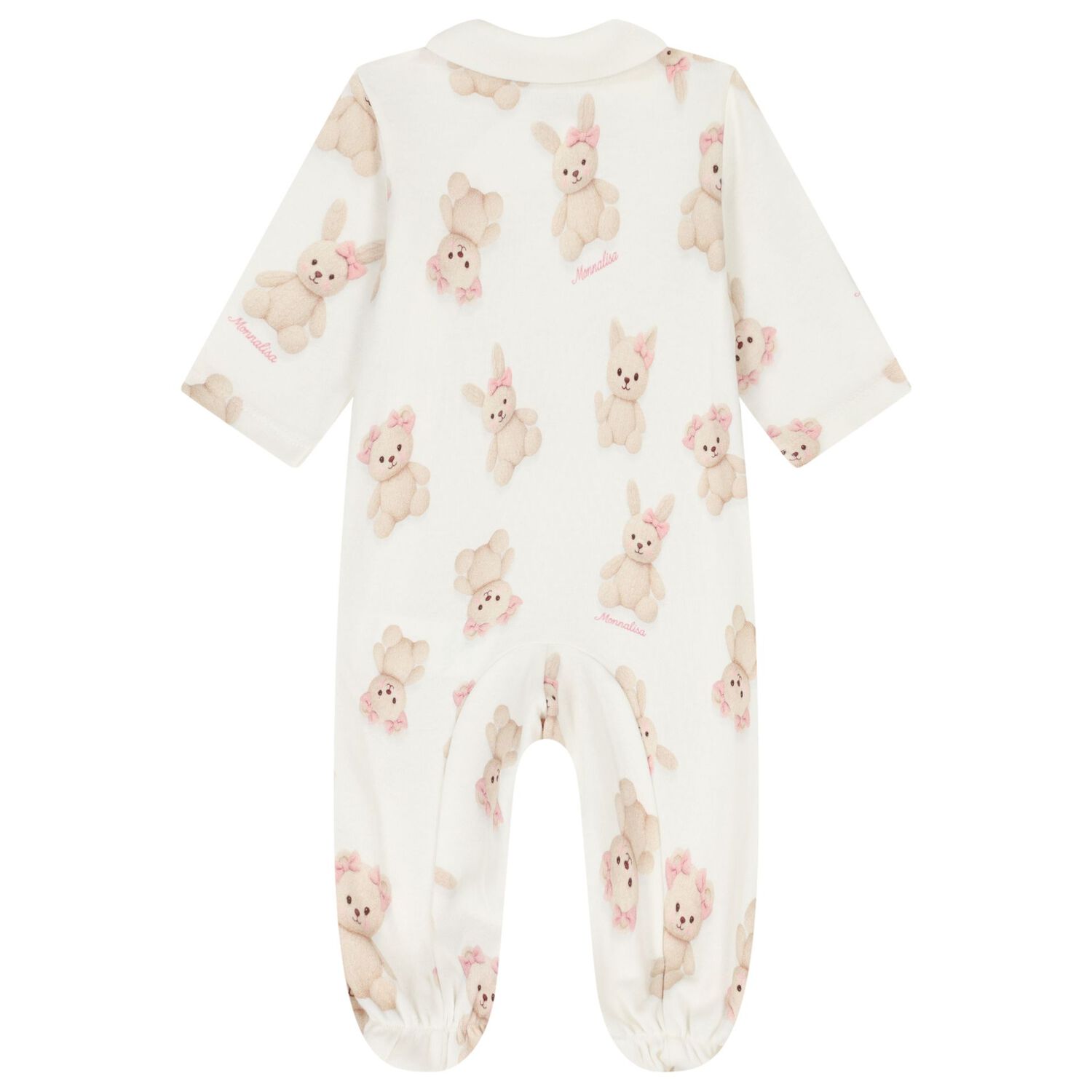 Baby Girls Ivory Teddy Bear & Rabbit Babygrow, 1, hi-res