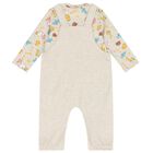 Baby Girls Beige Logo Dungaree Set, 1, hi-res