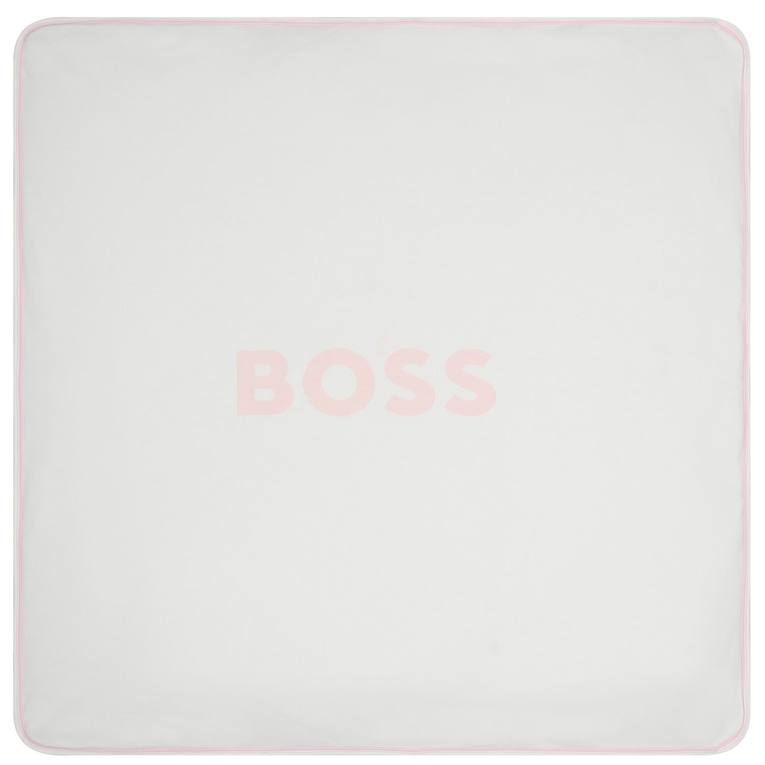 Baby Girls White & Pink Striped Logo Blanket , 2, hi-res