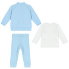 Younger Boys Blue & White Logo 3-Piece Tracksuit, 1, hi-res