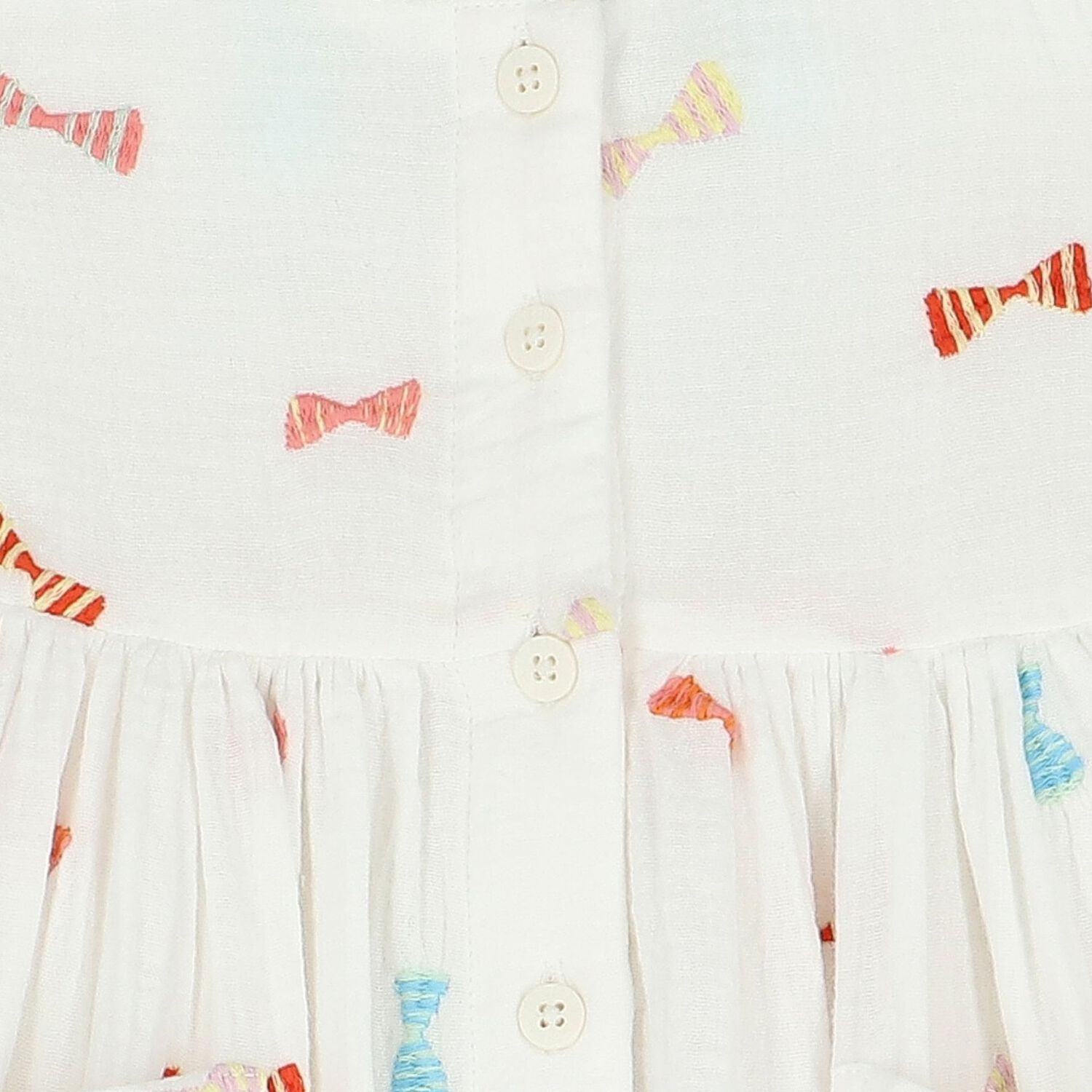 فستان بنات بفيونكة مطرزة باللون الأبيض, 1, hi-res image number null