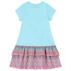 فستان بنات بطبعة حقيبة بالشعار باللون الأزرق, 2, hi-res