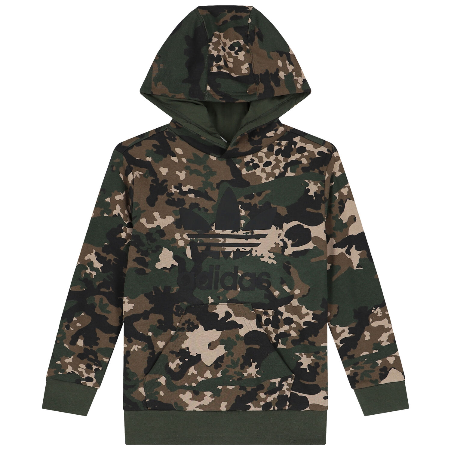 Green & Black Trefoil Logo Camouflage Hooded Top, 2, hi-res