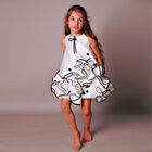 Girls White & Black Satin Dress, 1, hi-res