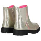 Girls Gold Faux Leather Ankle Boots, 1, hi-res