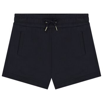 Girls Navy Blue Logo Shorts