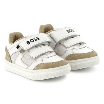 Boys White Logo Trainers