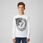 Boys White Logo Long Sleeve Top, 2, hi-res
