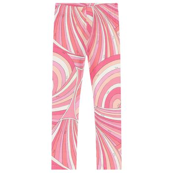 Girls Pink & White Iride Leggings