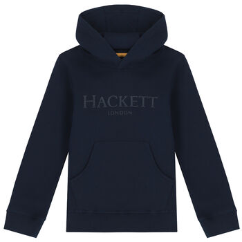 Boys Navy Logo Hooded Top
