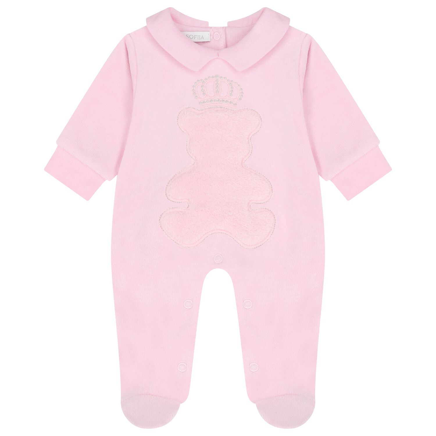 Baby Girls Pink Teddy Bear Babygrow, 3, hi-res