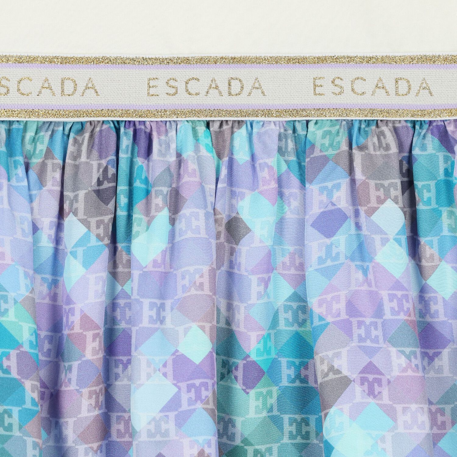 فستان بنات بالشعار باللون العاجي و الأزرق, 1, hi-res