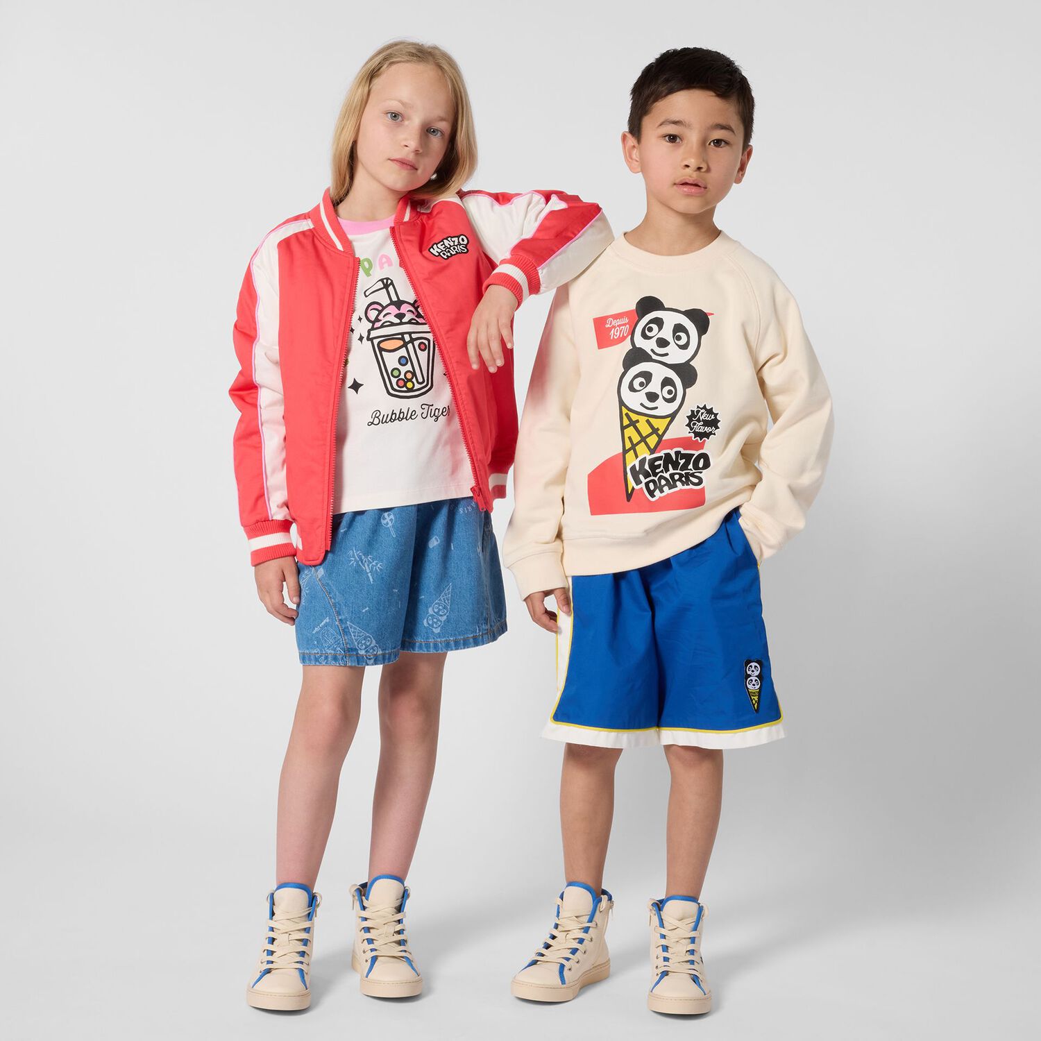 Girls Ivory Bubble Tiger T-Shirt, 1, hi-res