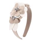 Girls Beige Flowers Headband, 2, hi-res