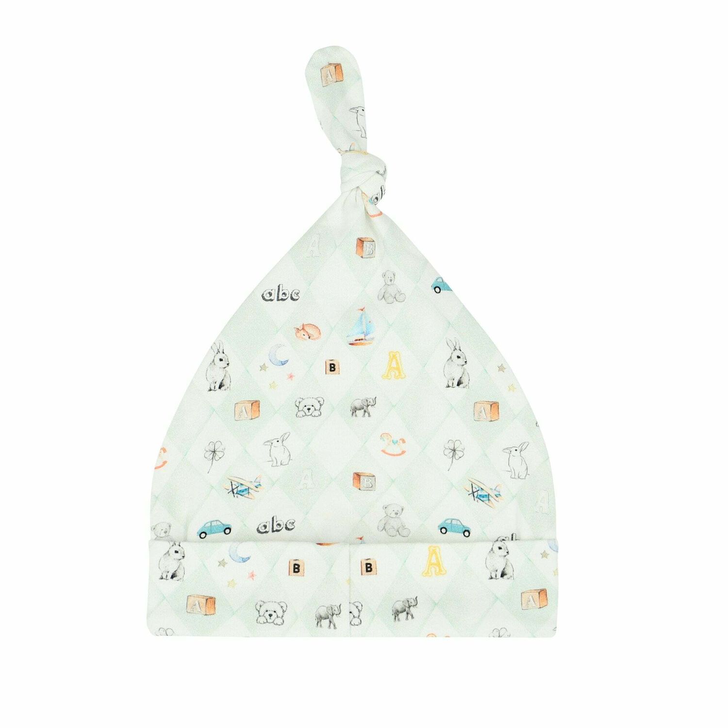 قبعة اطفال مطبعة باللون الاخضر والابيض, 1, hi-res