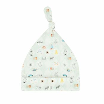 قبعة اطفال مطبعة باللون الاخضر والابيض