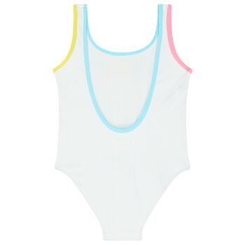 Girls White Logo Swimsuit