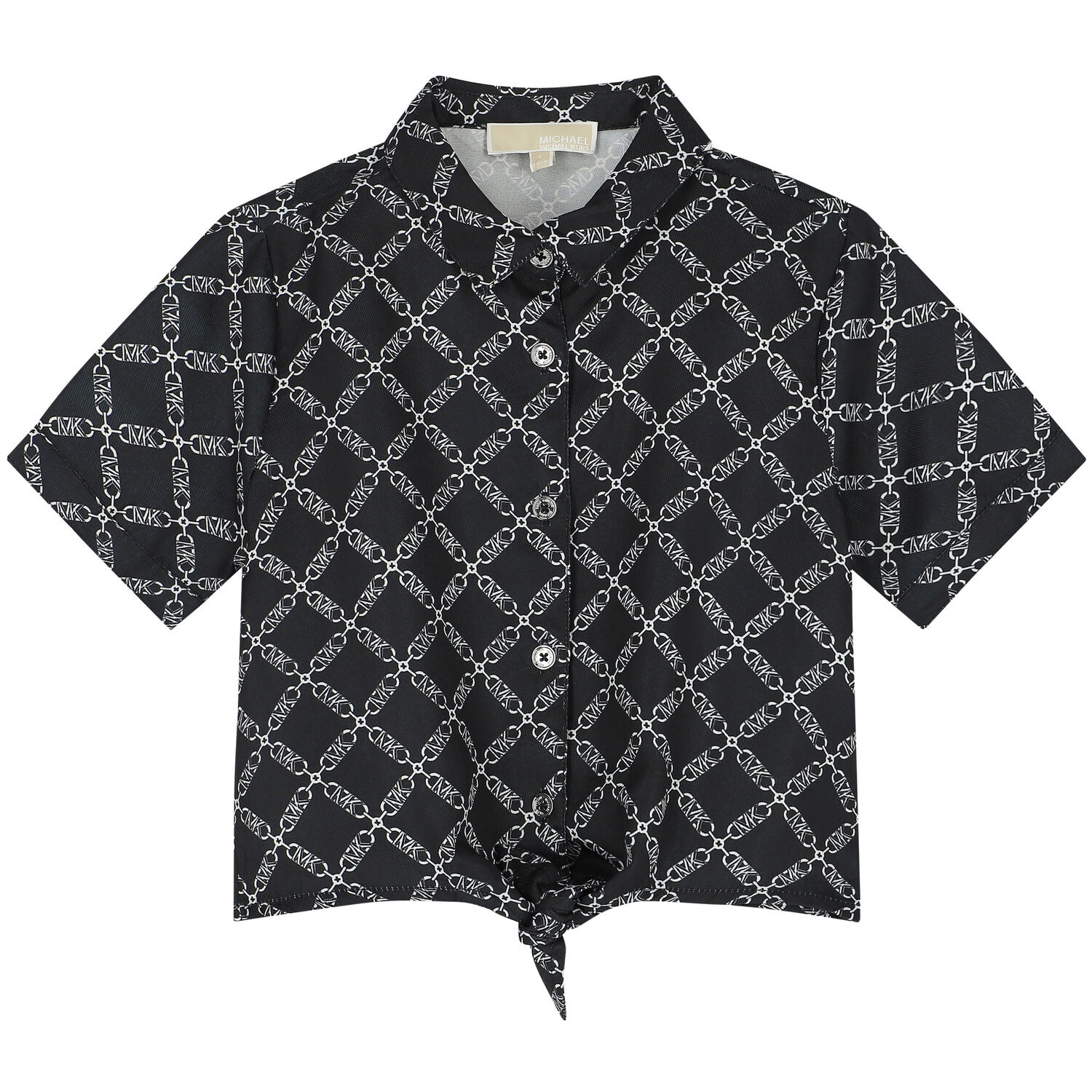 تيشيرت بنات بالشعار باللون الاسود, 1, hi-res