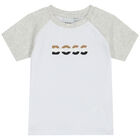 طقم شورت أولاد بالشعار باللون الابيض و الرمادي , 1, hi-res