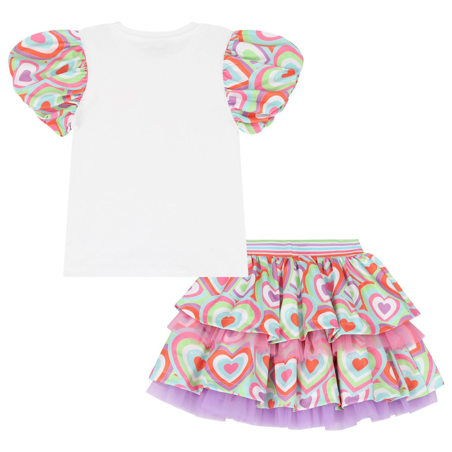 Girls Pink Cotton Sequin & Heart Skirt Set, 1, hi-res image number null