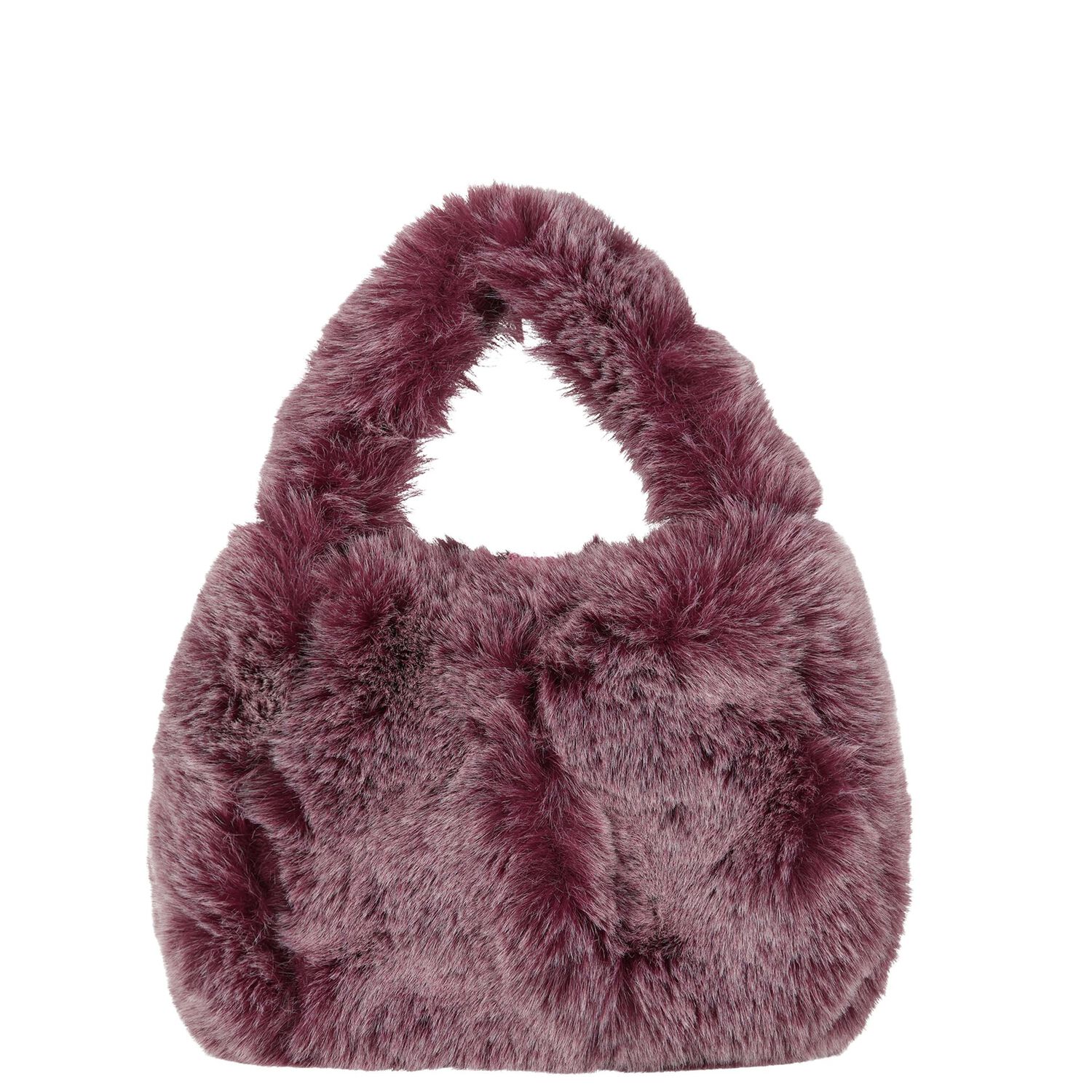 Girls Purple Faux Fur Handbag, 4, hi-res