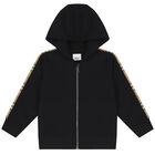 Black Hooded Zip Up Top, 1, hi-res