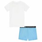 Girls White & Blue Logo Pyjamas, 1, hi-res