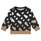 Younger Boys Black & Beige Monogram Sweatshirt, 1, hi-res
