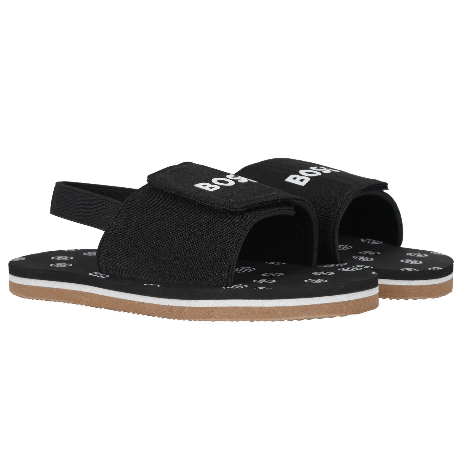 Boys Black Logo Sandals, 1, hi-res image number null